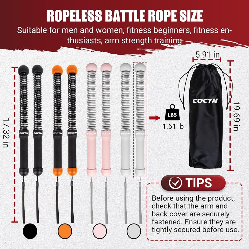 COCTN Weighted Ropeless Battle Ropes, Heavy Duty Portable Cordless Battle Ropes for Home Gym with Poster, Workout Exercise Rope for Strength Building, HIIT and Low-Impact Aerobic Training for Men & Women - Image 5
